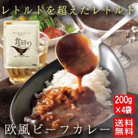食研カレー 日本食研 200g×4袋 欧風ビーフカレー メール便 レトルト 買い置き 在宅 夜食