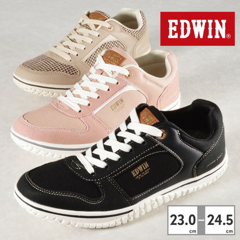 dショッピング |23%OFF エドウィン スニーカー レディース EDW-4545 EDWIN 軽量 カップインソール チェック柄 低負担  カジュアル ローカット | カテゴリ：の販売できる商品 | TSURUYA (3232-ew-w-4545-01)|ドコモの通販サイト