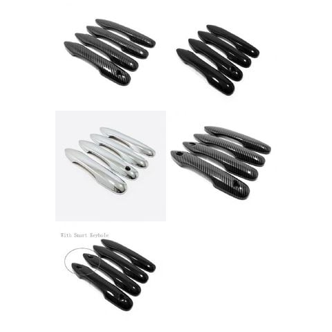 光沢ブラック カーボンファイバー ドア ハンドル カバー トリム セット 適用: レクサス ボタンなし 2ドア〜2ボタン 2ドア AL-NN-2623 AL 適用: トヨタ ヤリス ヴィッツ クロス 2020 2021 2023 ABS ブラック