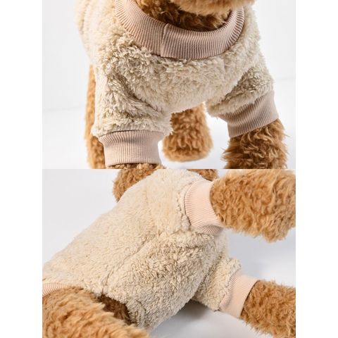 ✨新品✨犬服 ドッグウェア ふわふわ もこもこ 暖かい 秋冬服 M ブラウン ワンちゃんのもこふわルームウエアM 犬の服 秋冬服 ドッグウェア