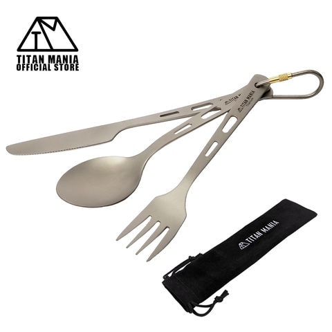 専用収納袋付 チタンカトラリーセット 超軽量 チタンカトラリーセット