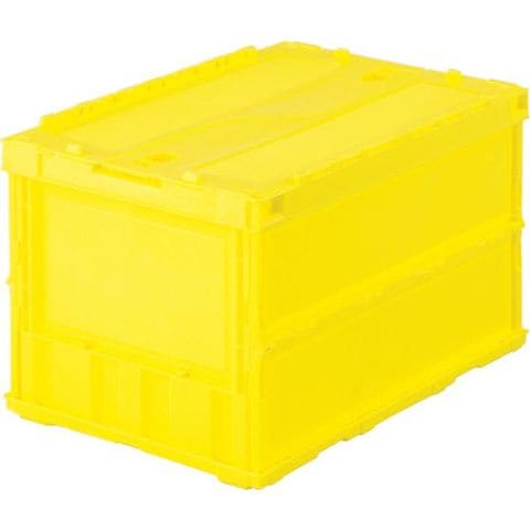 TRC50B トラスコ中山(株) TRUSCO オリコン 薄型折りたたみコンテナ 50L ロックフタ付 イエロー 黄