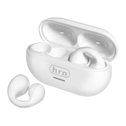 オープンイヤーイヤホン Bluetoothイヤホン 充電ケース付き ワイヤレスイヤホン ハンズフリー通話【 イヤーカフ型 イヤフォン 無線 マイク付き 内蔵 スマホ 通勤 通学 おしゃれ ジョギング 】 ◎ /60N◇ オープンイヤホン:ホワイト