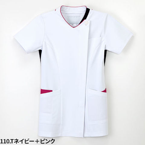 スクラブ 医療 白衣 ナース おしゃれ 女性用 レディース 白 ホワイト ファスナー 看護 ストレッチ 吸水速乾 軽量 ジェラートピケ 624 刺繍 プリント スクラブ 白衣 上下セット レディース 女性 スクラブセット