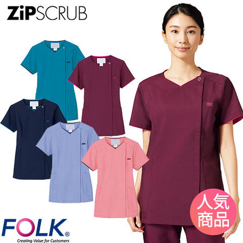 dショッピング |ZiPSCRUB レディスジップスクラブ 白衣 医療 7022SC FOLK フォーク レディース 女性用 半袖 医者 ...