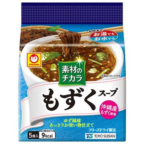 東洋水産 マルちゃん 素材のチカラ もずくスープ (3.6g×5食)×6袋入| 送料無料 インスタント もずく フリーズドライ スープ