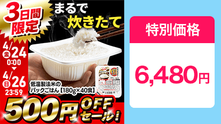 ”【春の感謝祭4/15まで】パックご飯