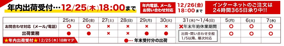 年内年始スケジュール